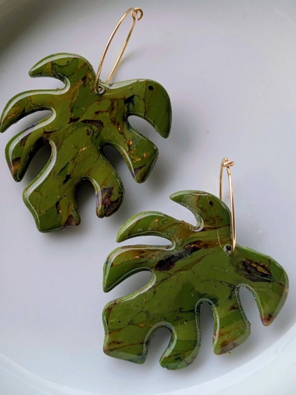 Monstera Hoop Earrings - Picture 1 of 1